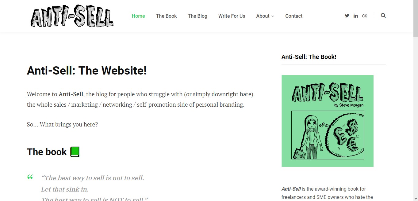 Capture d'écran de la page d'accueil d'Anti-Sell.com