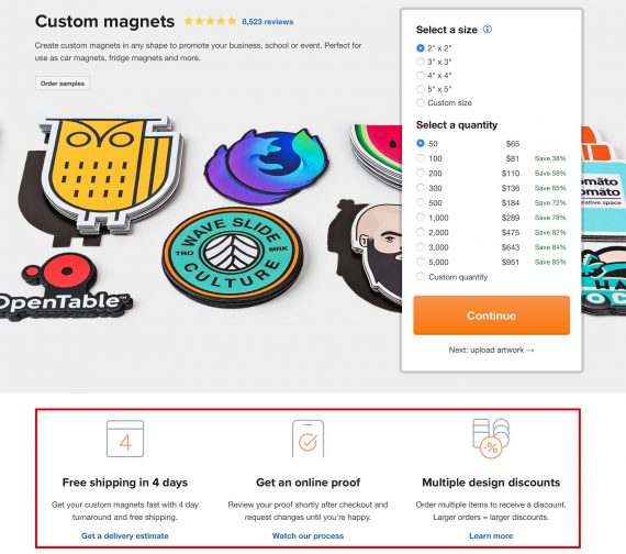 Page produit Sticker Mule avec des informations sur les épreuves en ligne et les remises sur plusieurs designs